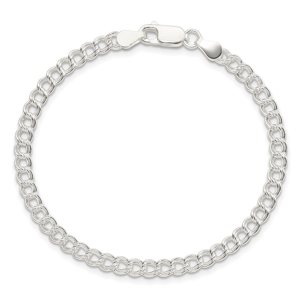 Sterling Silver 4.25mm Double Link Charm Bracelet - 4
