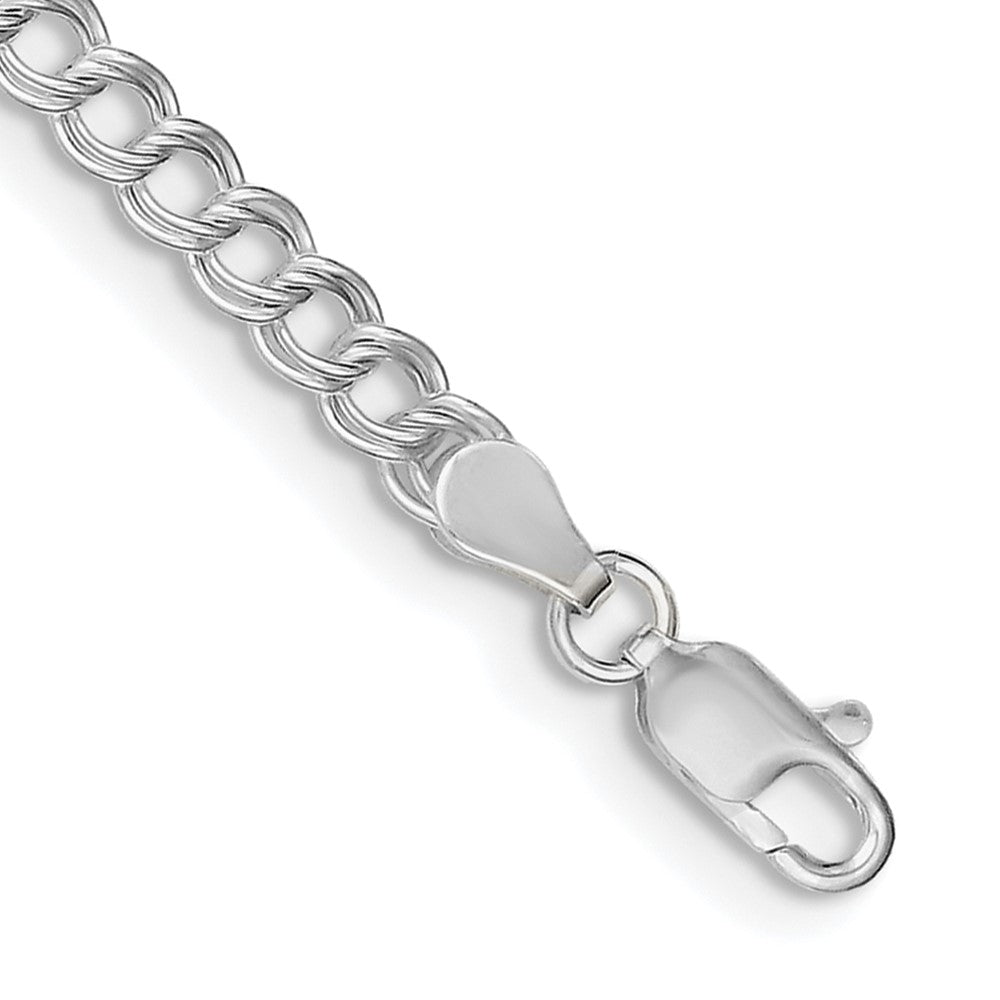 Sterling Silver 4.25mm Double Link Charm Bracelet - 4