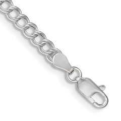 Sterling Silver 4.25mm Double Link Charm Bracelet - 4