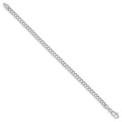 Sterling Silver Rhodium-plated 4.25mm Double Link Charm Bracelet - 2