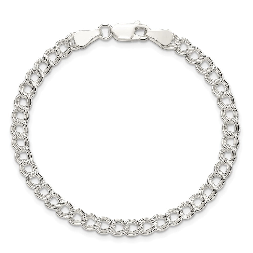 Sterling Silver 5mm Double Link Charm Bracelet - 5
