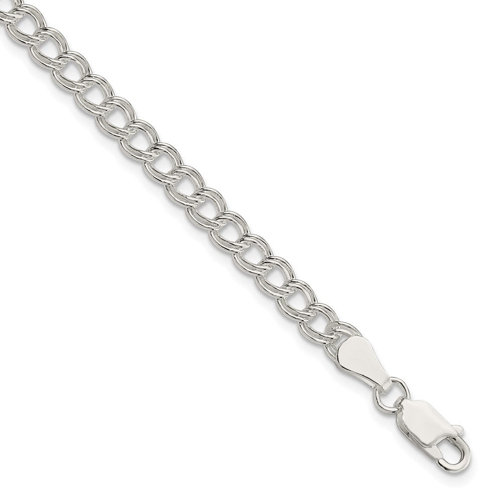 Sterling Silver 5mm Double Link Charm Bracelet - 5