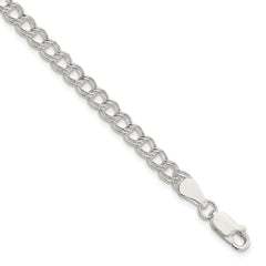 Sterling Silver 5mm Double Link Charm Bracelet - 5