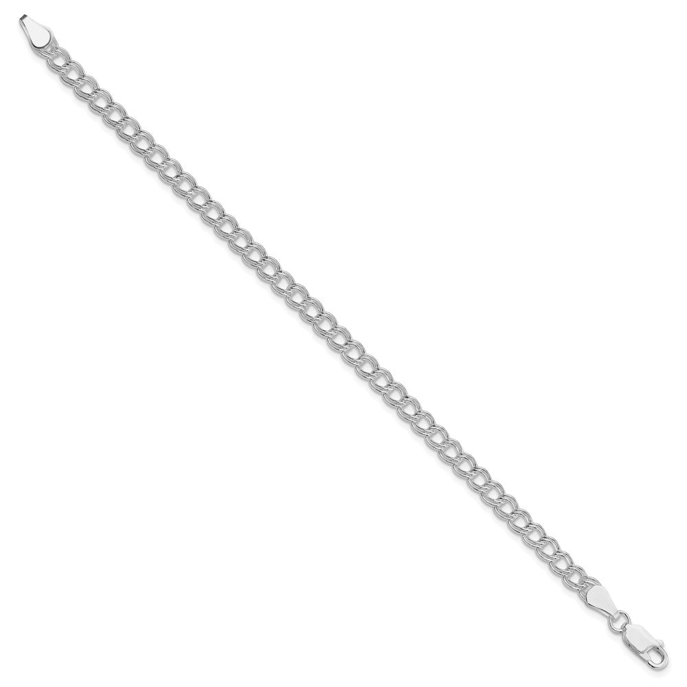 Sterling Silver Rhodium-plated 5mm Double Link Charm Bracelet - 3