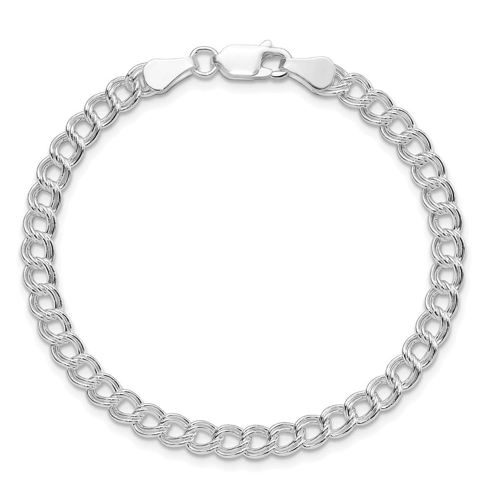 Sterling Silver Rhodium-plated 5mm Double Link Charm Bracelet - 3