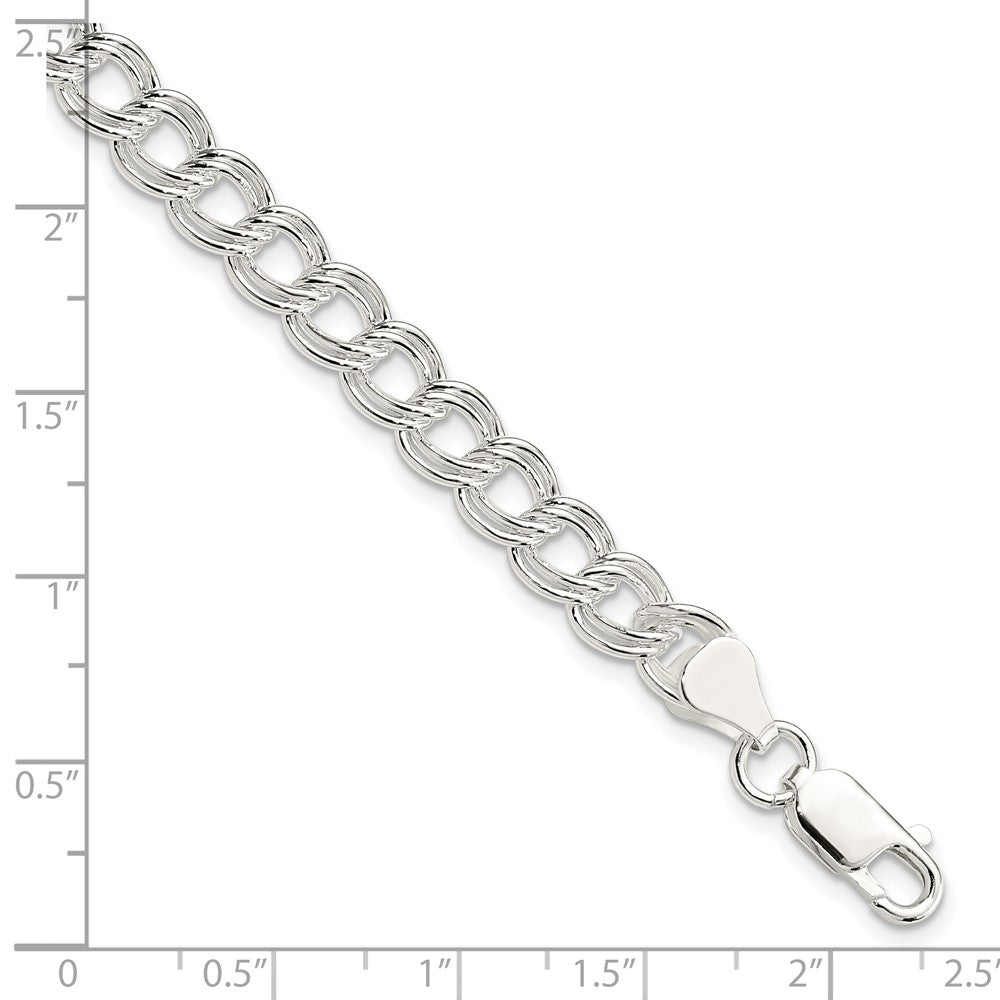 Sterling Silver 7mm Double Link Charm Bracelet - 4