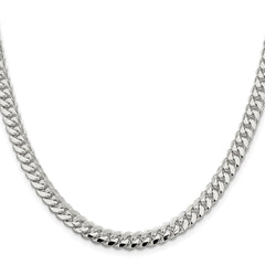 Sterling Silver Rhodium-plated 6.4mm Polished Domed Curb Chain - 3