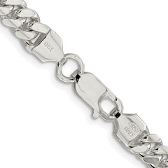 Sterling Silver Rhodium-plated 6.4mm Polished Domed Curb Chain - 5