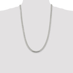 Sterling Silver Rhodium-plated 6.4mm Polished Domed Curb Chain - 3
