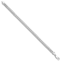 Sterling Silver Rhodium-plated 6.4mm Polished Domed Curb Chain - 4