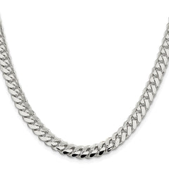 Sterling Silver Rhodium-plated 7.0mm Polished Domed Curb Chain - 5