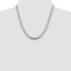 Sterling Silver Rhodium-plated 7.8mm Polished Domed Curb Chain - 6