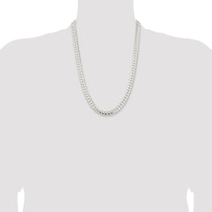 Sterling Silver Rhodium-plated 9mm Polished Domed Curb Chain