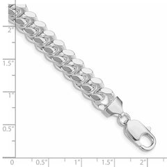 Sterling Silver Rhodium-plated 9mm Polished Domed Curb Chain - 4