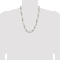 Sterling Silver Rhodium-plated 10.7mm Polished Domed Curb Chain