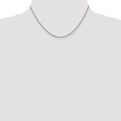 Sterling Silver Rhodium-plated 1.7mm Diamond-cut Rope Chain - 7