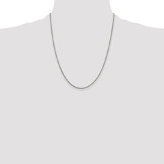 Sterling Silver Rhodium-plated 1.7mm Diamond-cut Rope Chain w/4in ext.