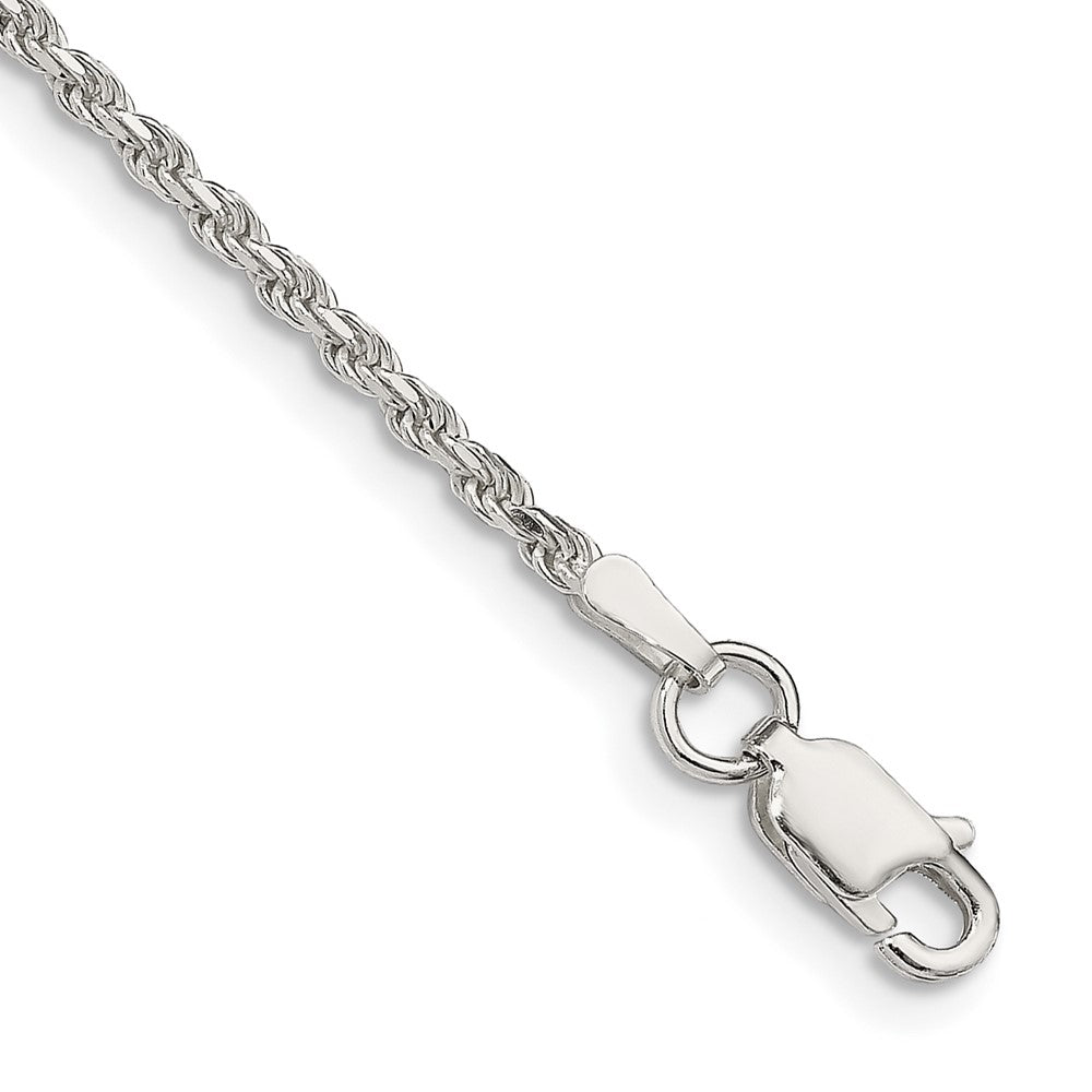 Sterling Silver 1.85mm Diamond-cut Rope Chain Anklet - 2