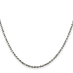 Sterling Silver Rhodium-plated 1.85mm Diamond-cut Rope Chain - 5