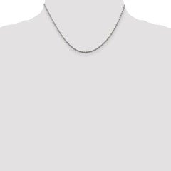 Sterling Silver Rhodium-plated 1.85mm Diamond-cut Rope Chain