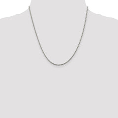Sterling Silver Rhodium-plated 1.85mm Diamond-cut Rope Chain - 5