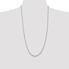 Sterling Silver Rhodium-plated 1.85mm Diamond-cut Rope Chain - 4