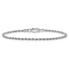 Sterling Silver Rhodium-plated 1.85mm Diamond-cut Rope Chain Anklet
