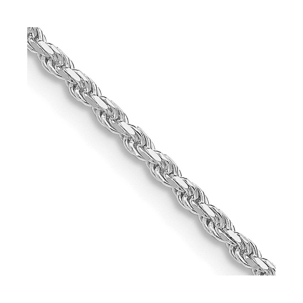 Sterling Silver Rhodium-plated 1.85mm Diamond-cut Rope Chain - 2