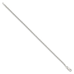 Sterling Silver 2.25mm Diamond-cut Rope Chain Anklet