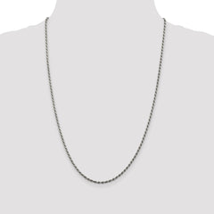 Sterling Silver Rhodium-plated 2.25mm Diamond-cut Rope Chain - 2