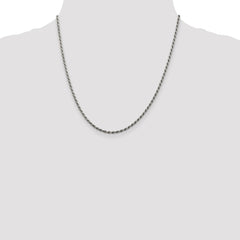 Sterling Silver Rhodium-plated 2.25mm Diamond-cut Rope Chain - 9