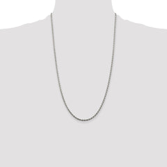Sterling Silver Rhodium-plated 2.25mm Diamond-cut Rope Chain - 10