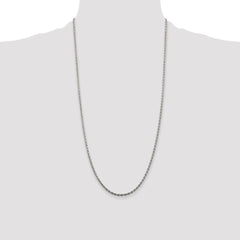 Sterling Silver Rhodium-plated 2.25mm Diamond-cut Rope Chain - 2