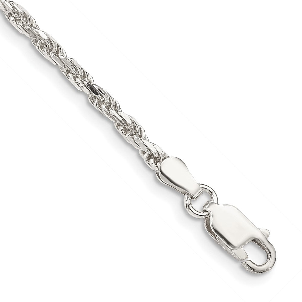 Sterling Silver 2.5mm Diamond-cut Rope Chain - 10