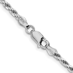 Sterling Silver Rhodium-plated 2.5mm Diamond-cut Rope Chain - 10