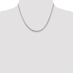 Sterling Silver Rhodium-plated 2.5mm Diamond-cut Rope Chain - 7