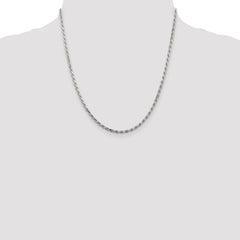 Sterling Silver Rhodium-plated 2.5mm Diamond-cut Rope Chain - 8
