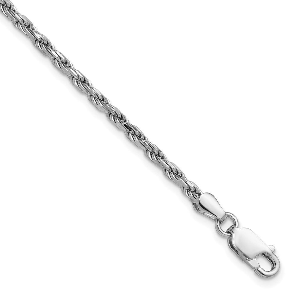 Sterling Silver Rhodium-plated 2.5mm Diamond-cut Rope Chain - 11