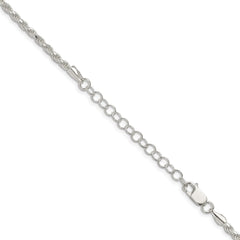 Sterling Silver 2.75mm Diamond-cut Rope Chain w/2in ext.