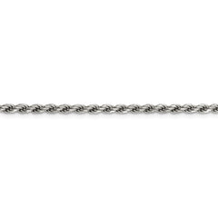 Sterling Silver Rhodium-plated 2.75mm Diamond-cut Rope Chain - 4