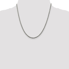 Sterling Silver Rhodium-plated 2.75mm Diamond-cut Rope Chain - 9