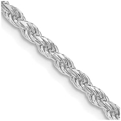 Sterling Silver Rhodium-plated 2.75mm Diamond-cut Rope Chain - 3