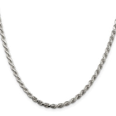 Sterling Silver Rhodium-plated 3.2mm Diamond-cut Rope Chain - 3