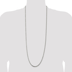 Sterling Silver Rhodium-plated 3.2mm Diamond-cut Rope Chain - 3