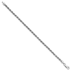 Sterling Silver Rhodium-plated 3.2mm Diamond-cut Rope Chain - 9