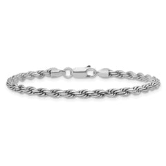 Sterling Silver Rhodium-plated 3.2mm Diamond-cut Rope Chain - 9