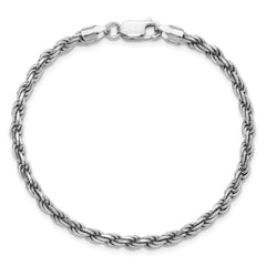 Sterling Silver Rhodium-plated 3.2mm Diamond-cut Rope Chain - 9