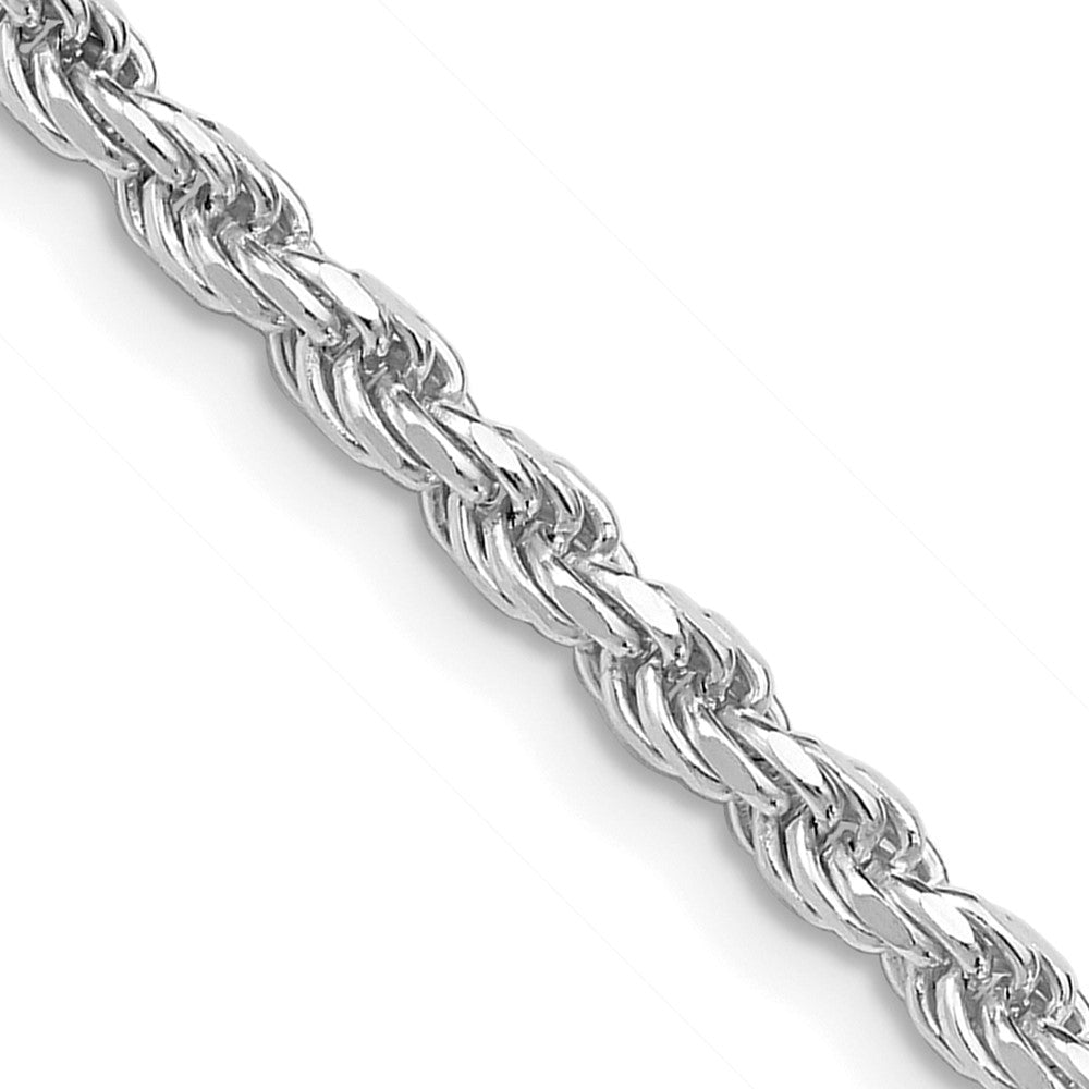 Sterling Silver Rhodium-plated 3.2mm Diamond-cut Rope Chain - 2
