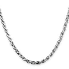 Sterling Silver Rhodium-plated 3.75mm Diamond-cut Rope Chain - 10