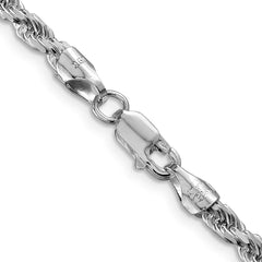 Sterling Silver Rhodium-plated 3.75mm Diamond-cut Rope Chain - 9